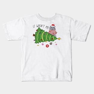 It Wasn't Me! Funny Christmas Cat Kids T-Shirt